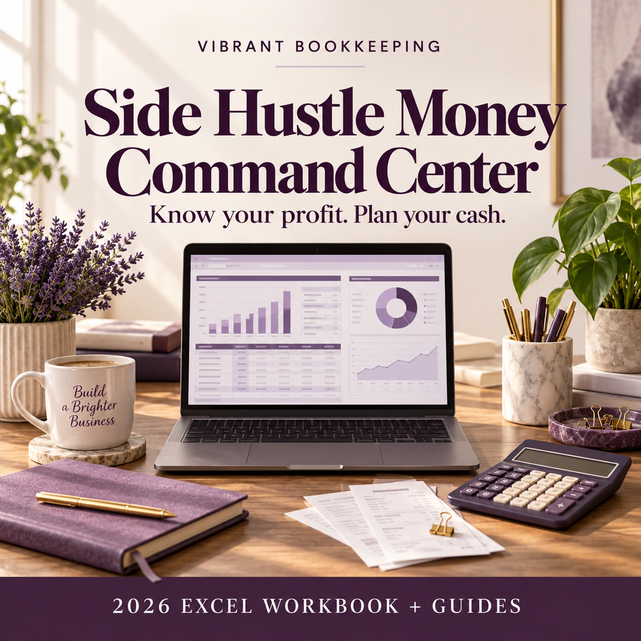 Side Hustle Money Command Center Pro cover in plum and lavender
